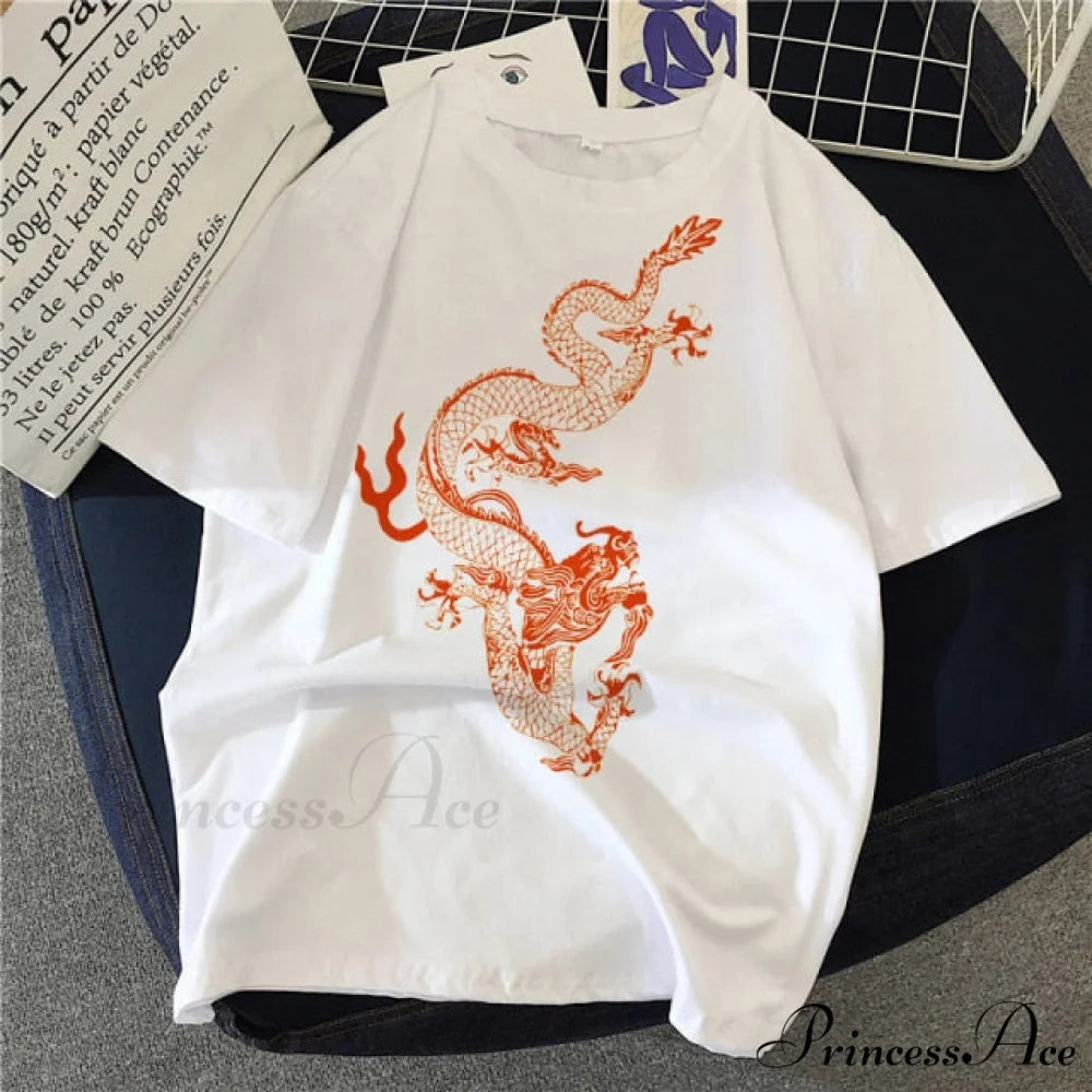 White Print Short O Neck T-shirts orange 2 / XL