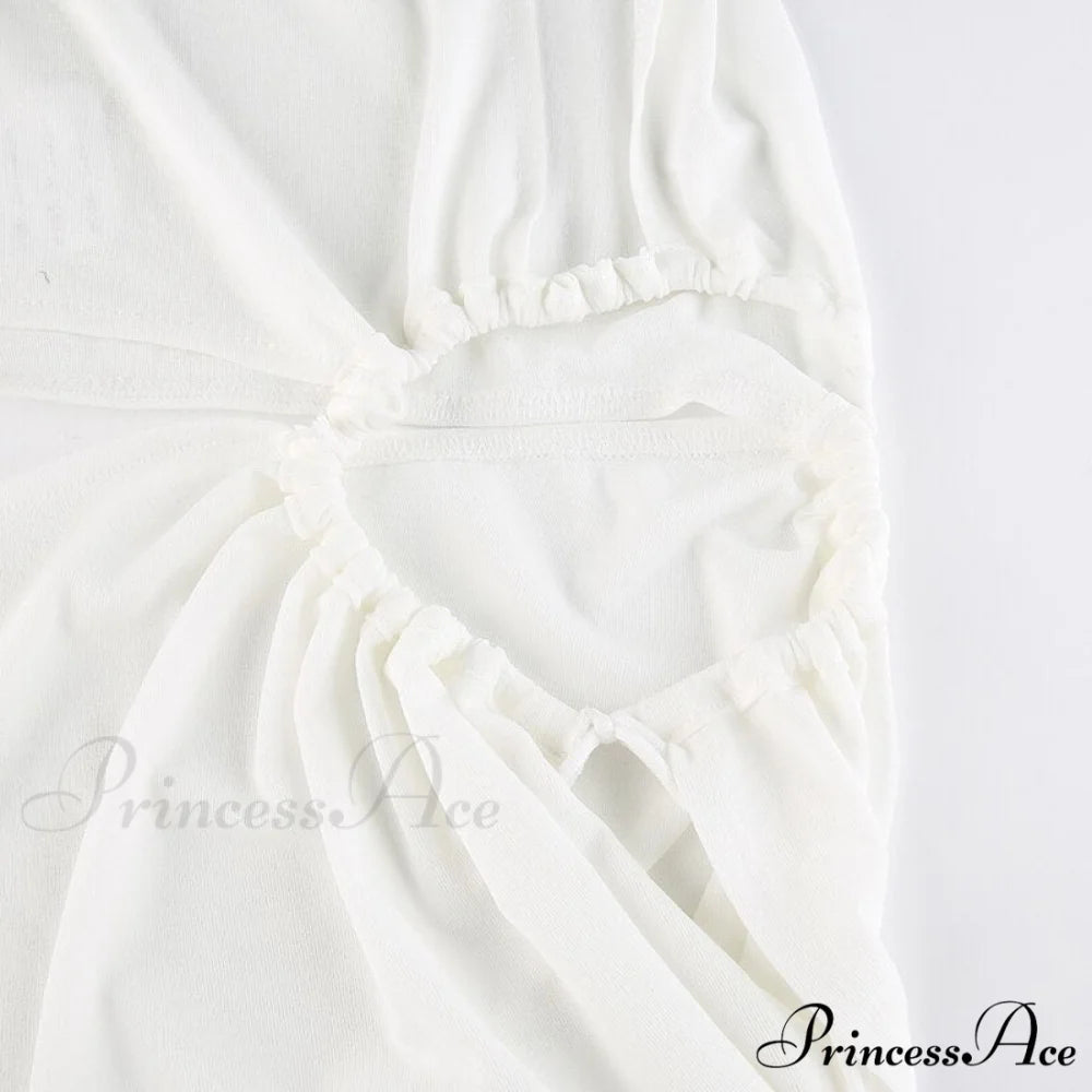 White Shoulder Parties - Women for Split Gown One for Gown and Full-Length Warm-Season Elegant Long Beachwear