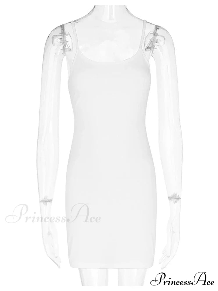 White Spaghetti Strap Sleeveless A-Line Mini Dress