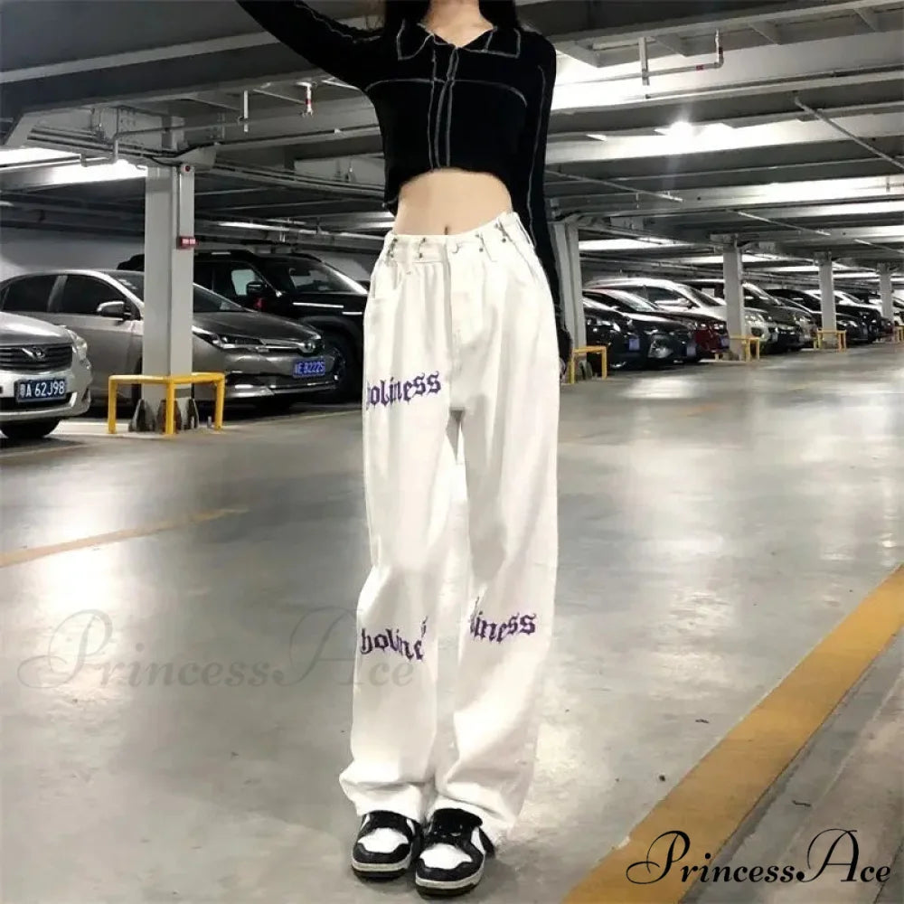 White Tall Waist Urban Pants pants-241228