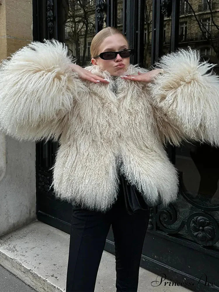 White Thick Cropped Jacket coats-241228