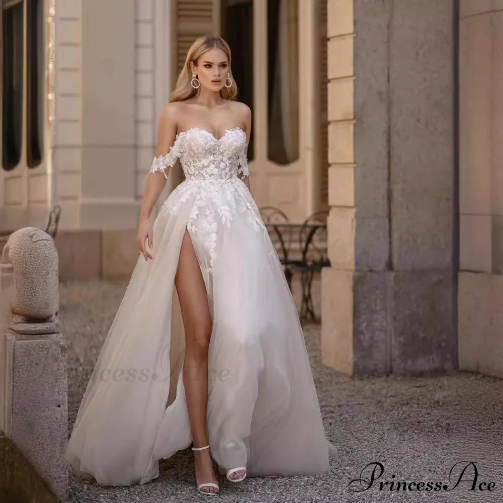White Transparent Rear Lace Mermaid Wedding Gown weddingdress-250223
