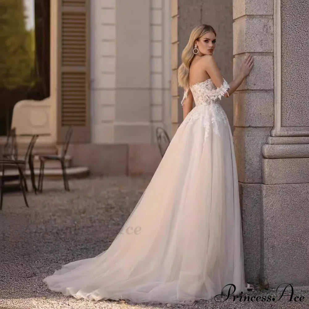 White Transparent Rear Lace Mermaid Wedding Gown weddingdress-250223