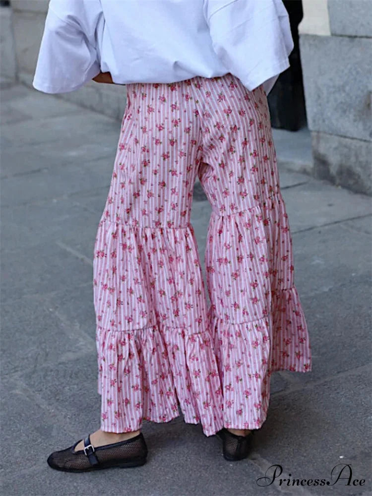 Wide Banded Patterned Stretchy High Rise Trouser pant-250223