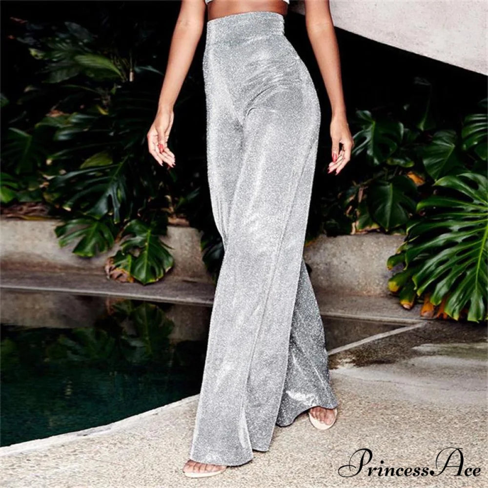 Wide Flare Leg Zipper Pants White / L