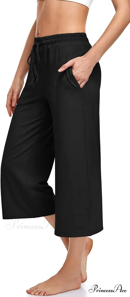 Wide Leg Drawstring Loose Lounge Pajama Capris Sweatpants