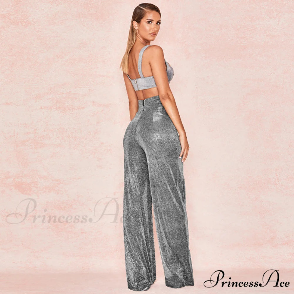 Wide Leg High Waist Vintage Bright Silk Casual Pants