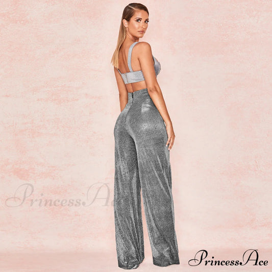 Wide Leg High Waist Vintage Bright Silk Casual Pants