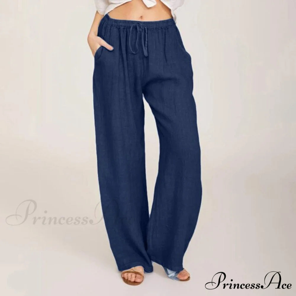 Wide Leg Lace-up Pants NAVY / S