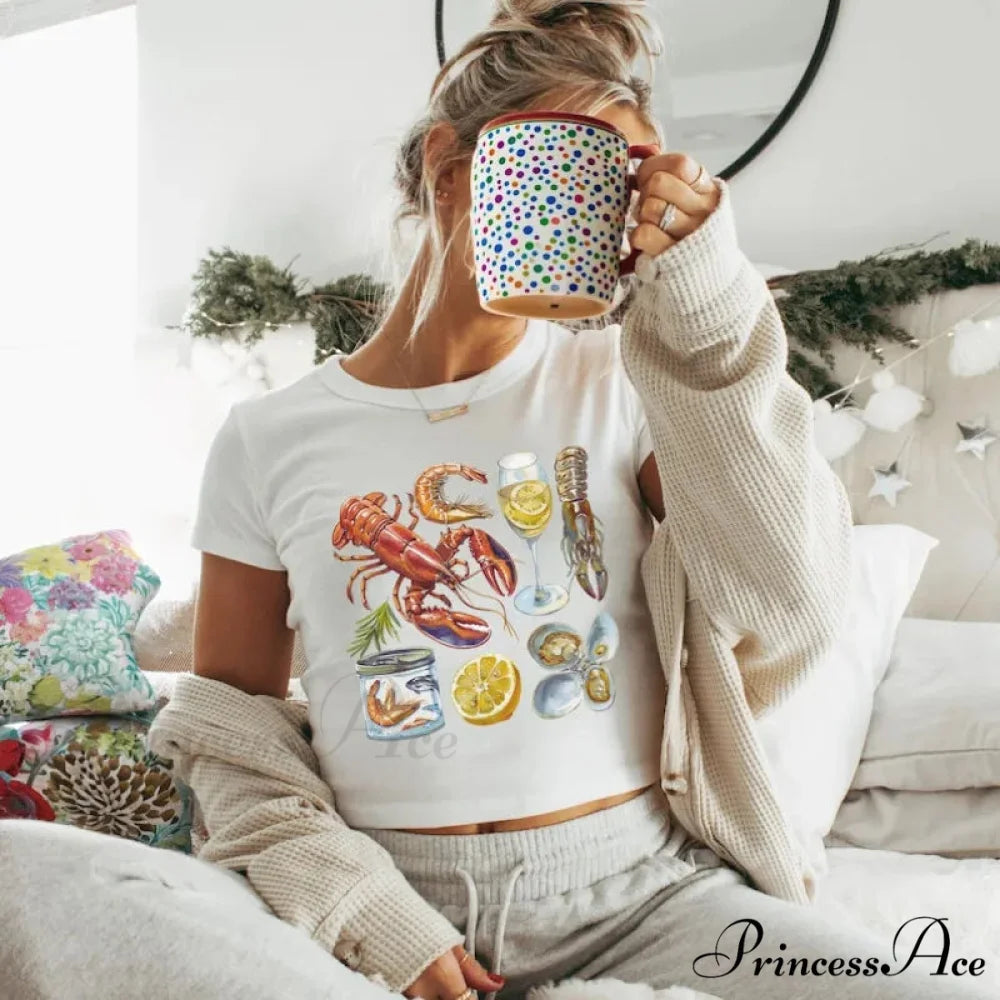 Wild Printed Gothic Crop Top T-shirt white3 / S t-shirt-250223