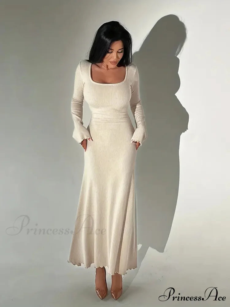 Winter Bodycon Dress with Squared Neckline