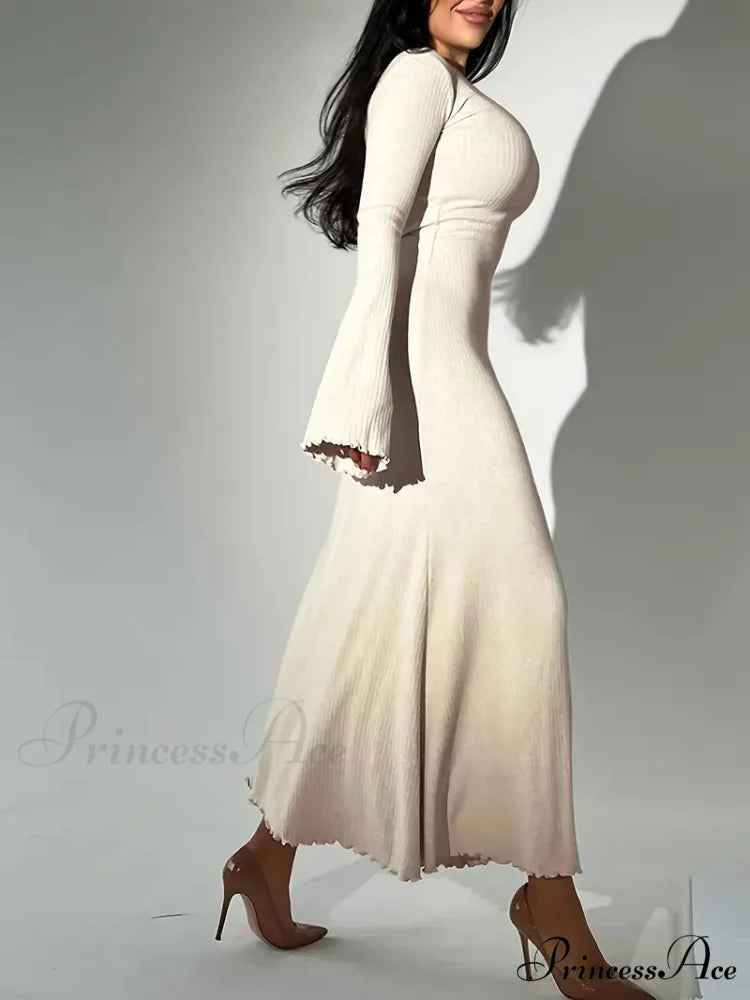 Winter Bodycon Dress with Squared Neckline