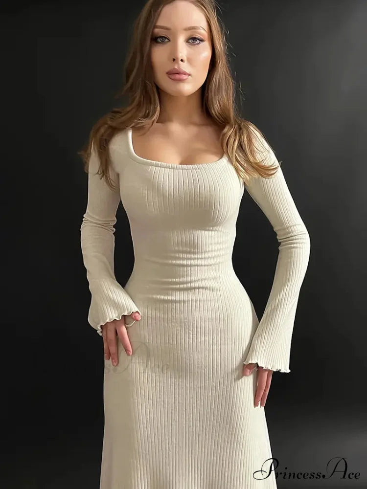 Winter Bodycon Dress with Squared Neckline