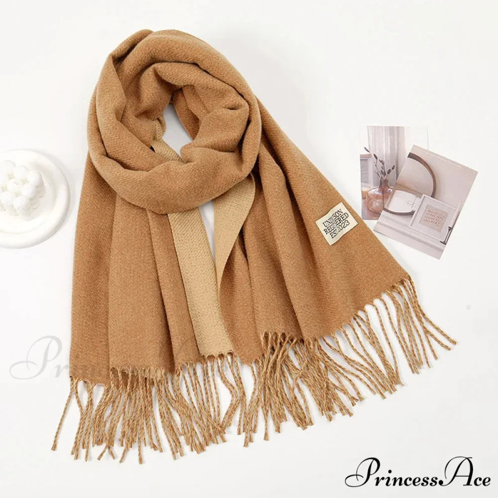 Winter Cashmere Long Warm Hijab Wrap Solid Pashmina Scarf Female GINGER