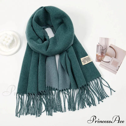 Winter Cashmere Long Warm Hijab Wrap Solid Pashmina Scarf Female INDIGO