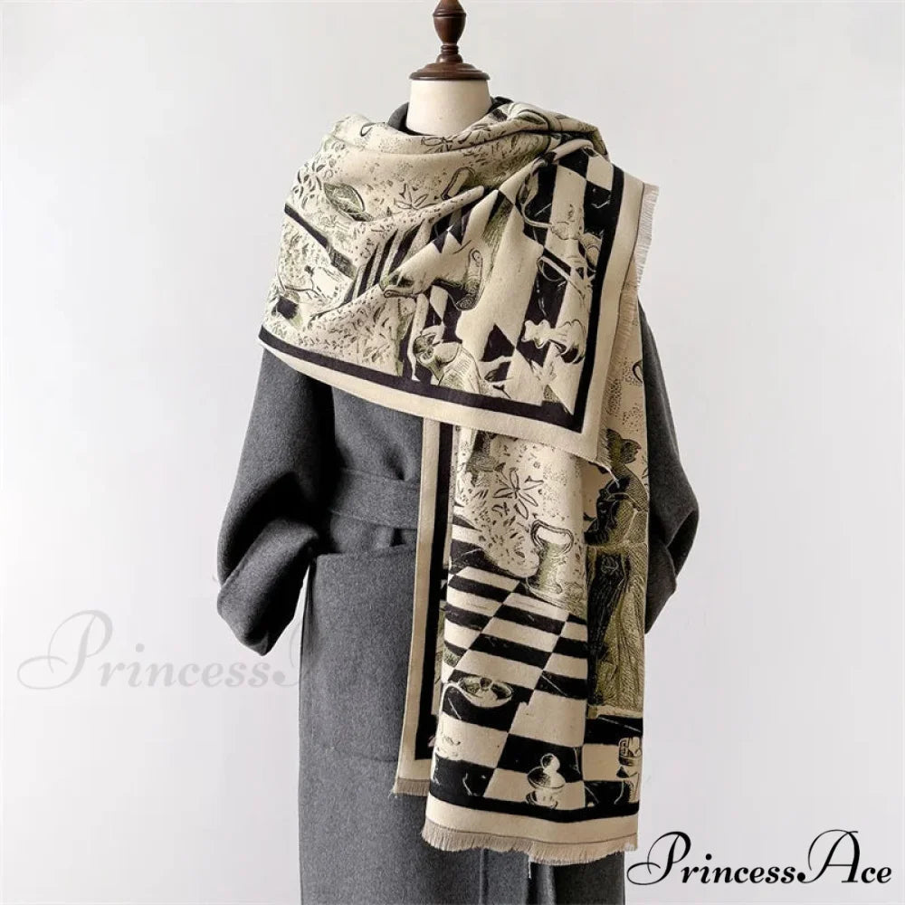 Winter Cashmere Shawl Scarf black scarf-241228