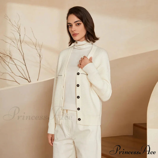 Winter Cozy Thick Merino Wool Stylish Comfortable 100% Warm Knitted Women’s Clothing Sweater White / S