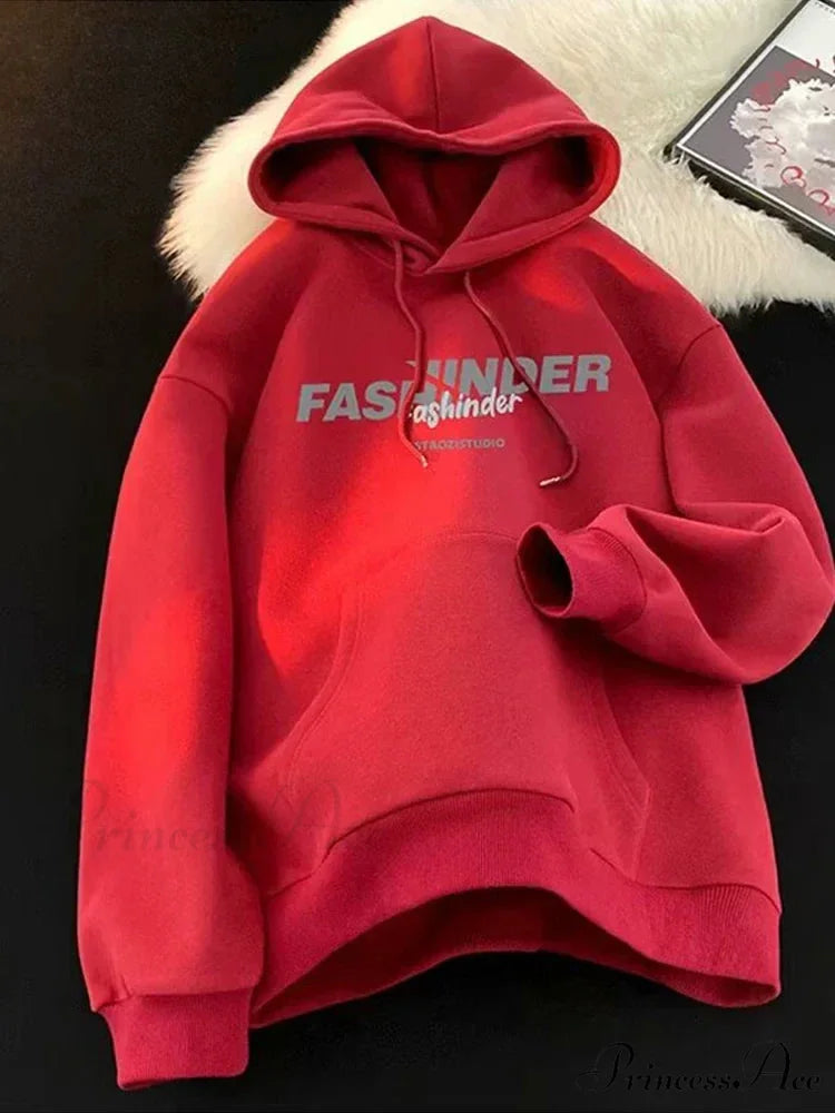 Winter Fleece Hoodie Red / M(40-45KG) hoodies-241228