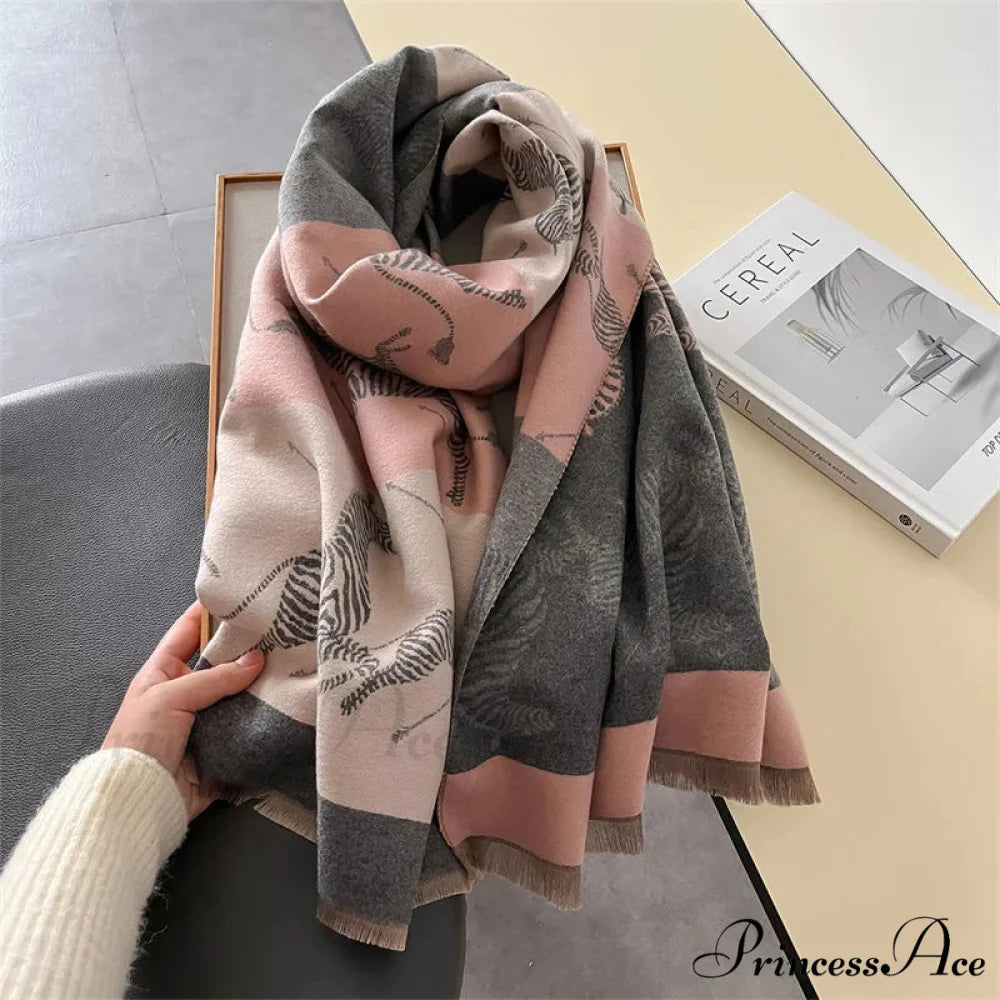 Winter Floral Cashmere Wrap Scarf scarf-241228