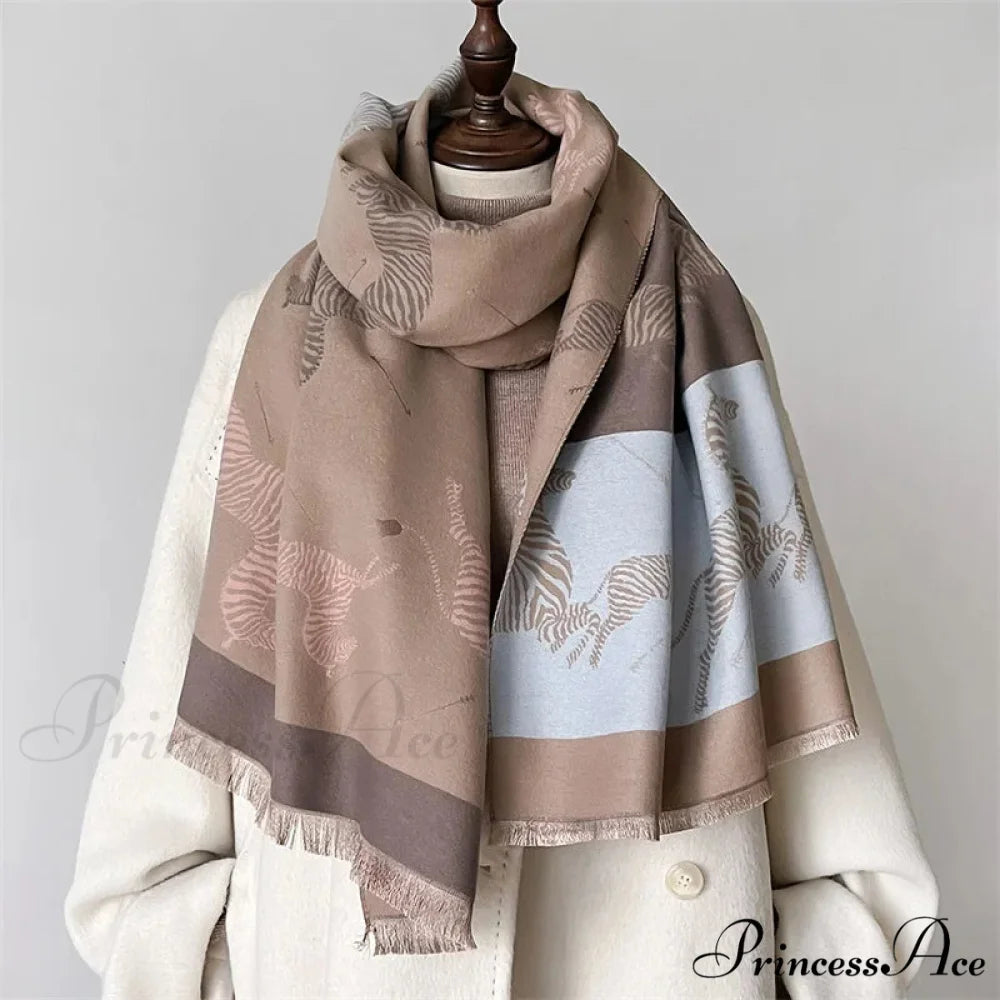 Winter Floral Cashmere Wrap Scarf grey scarf-241228