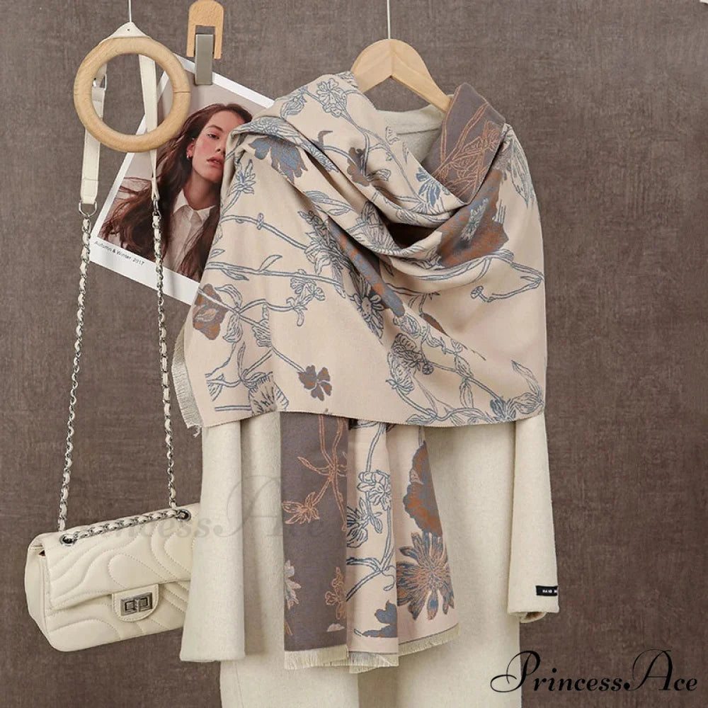 Winter Plaid Cashmere Poncho Tassel Scarf - Luxury Warm Thickened Unisex LAVENDER