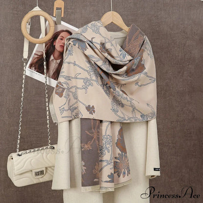 Winter Plaid Cashmere Poncho Tassel Scarf - Luxury Warm Thickened Unisex LAVENDER