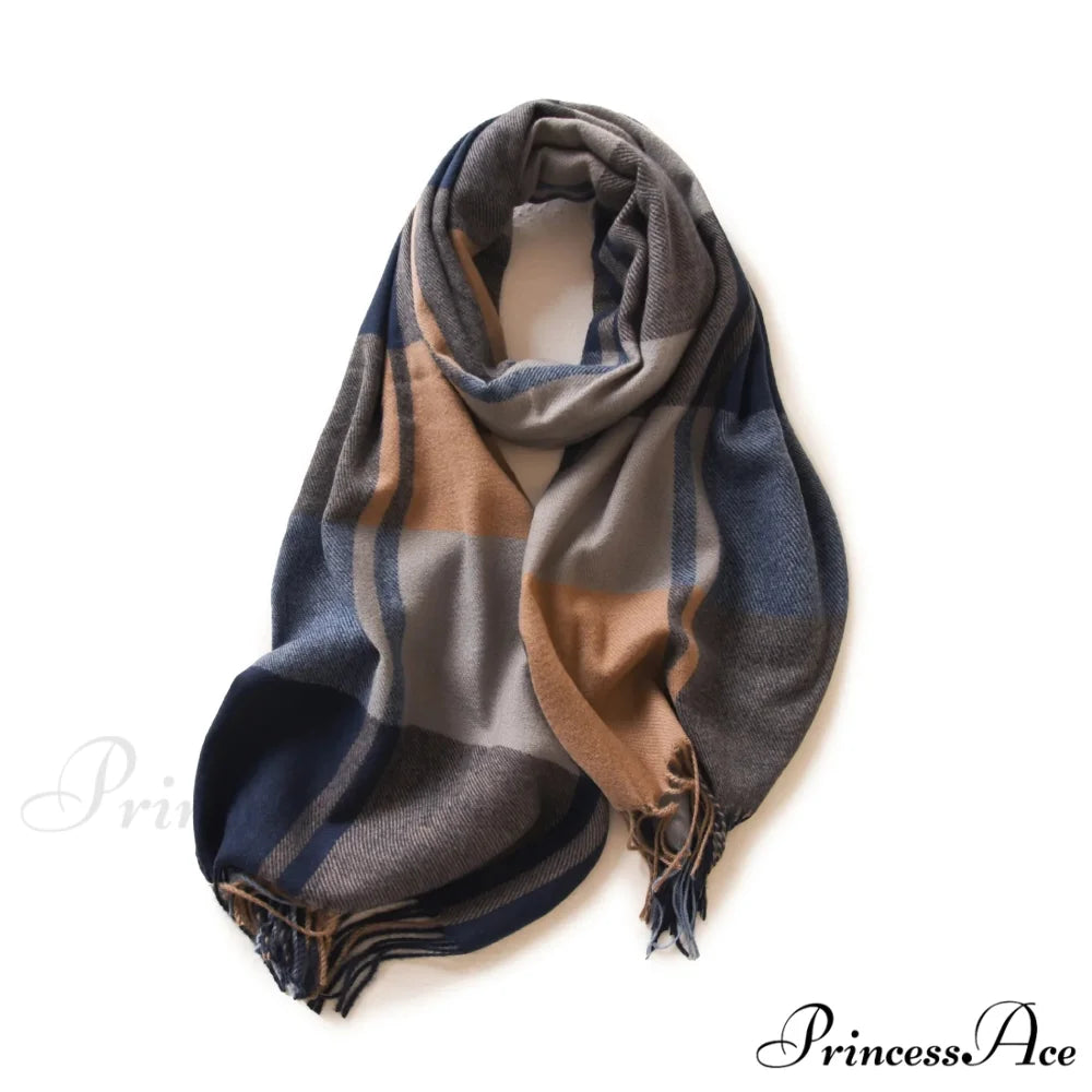 Winter Warm Cashmere Unisex Scarf - Long Windproof and Skin Friendly blue