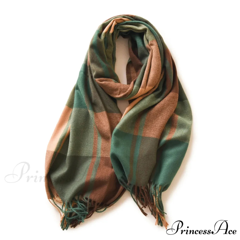Winter Warm Cashmere Unisex Scarf - Long Windproof and Skin Friendly dark green