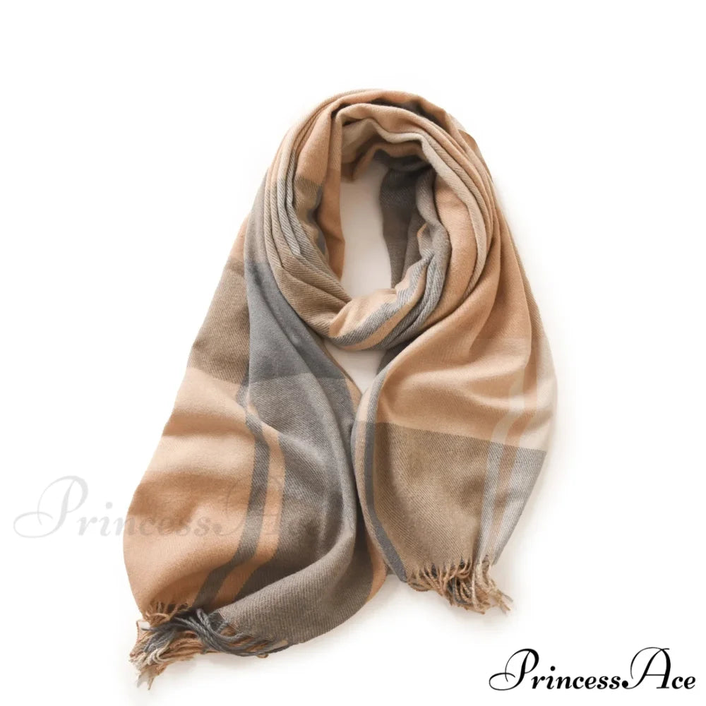 Winter Warm Cashmere Unisex Scarf - Long Windproof and Skin Friendly khaki