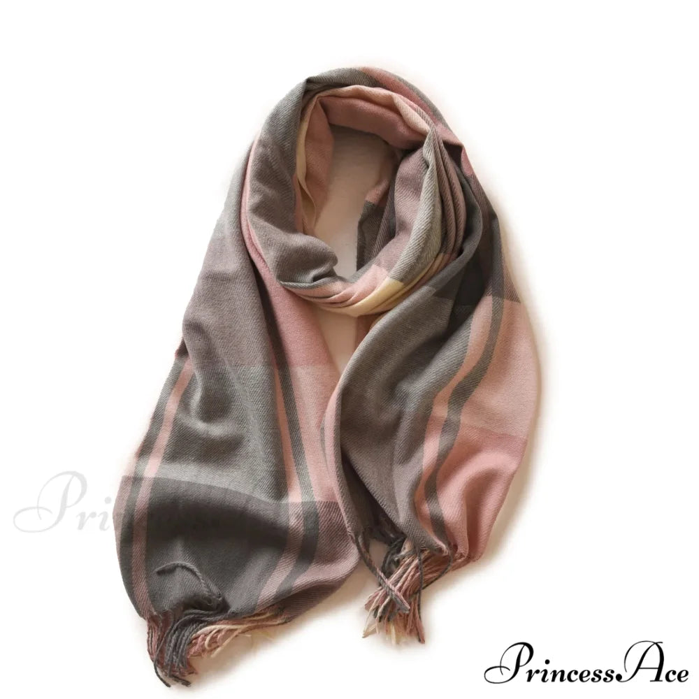 Winter Warm Cashmere Unisex Scarf - Long Windproof and Skin Friendly pink