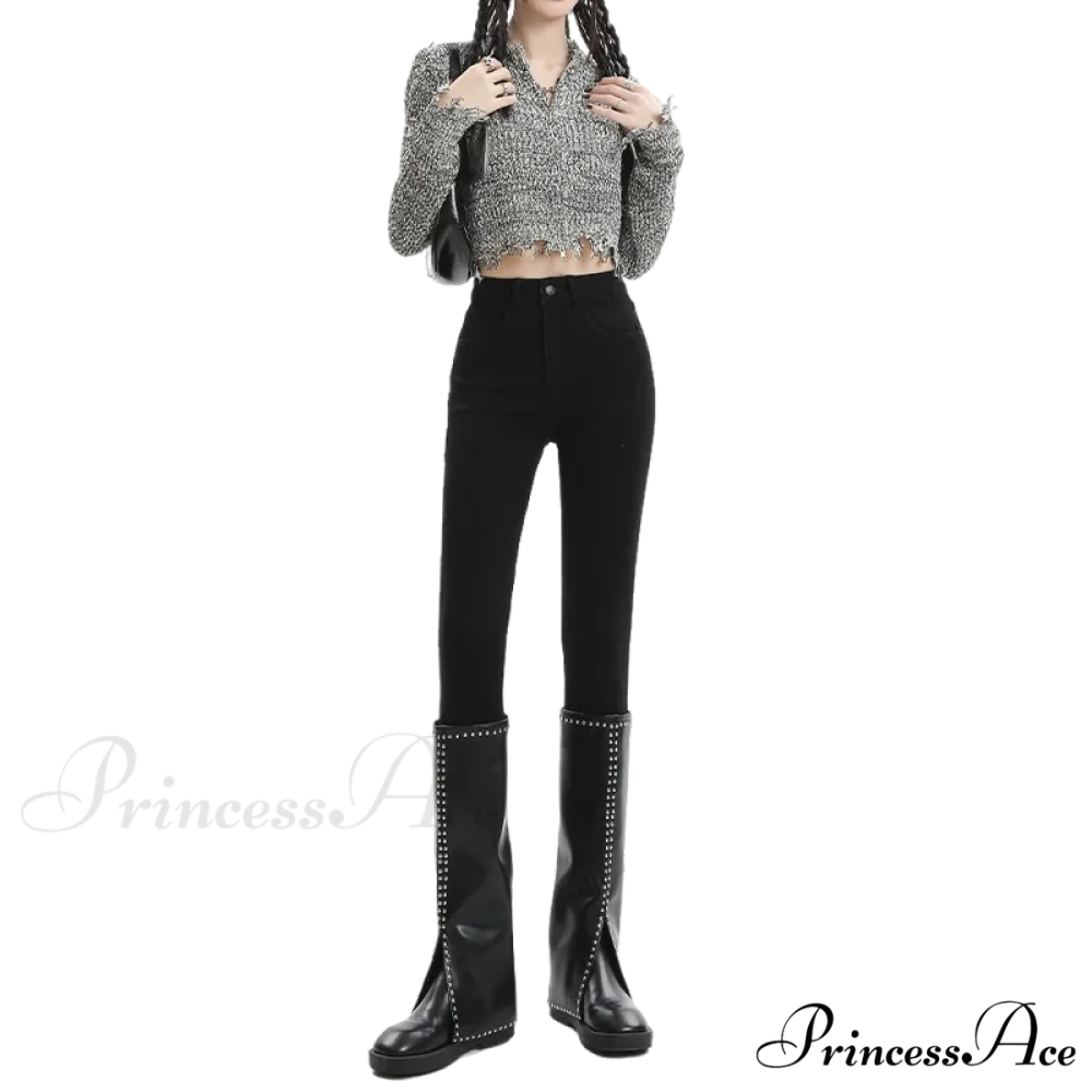 Winter Women Thick Velvet High Waist Skinny Casual Lady Denim Pencil Pants Plus Size Fleece Warm Slim Fit Stretch