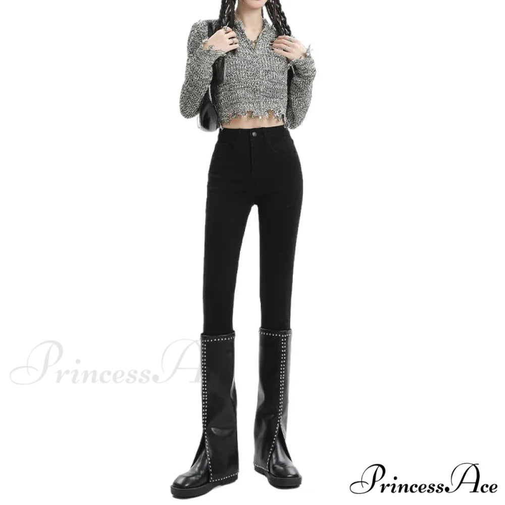 Winter Women Thick Velvet High Waist Skinny Casual Lady Denim Pencil Pants Plus Size Fleece Warm Slim Fit Stretch
