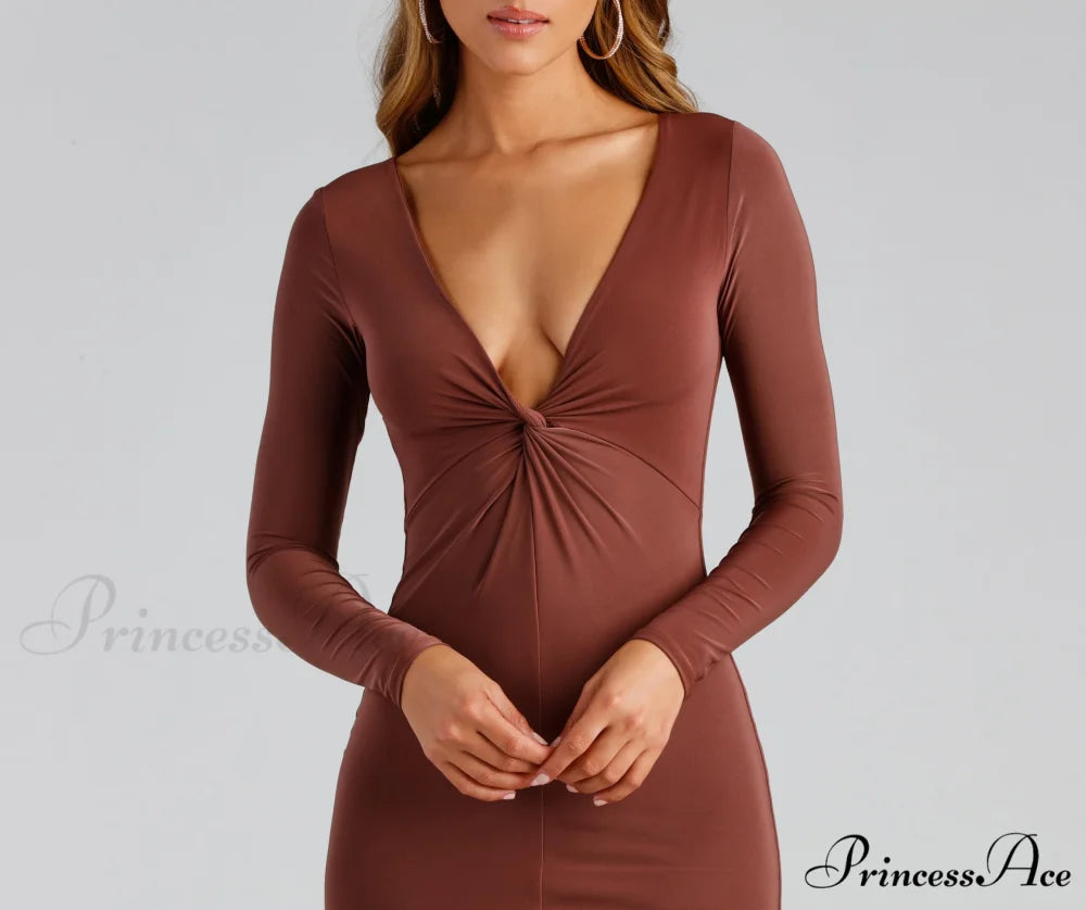 With A Twist Charming Long Sleeve Mini Dress