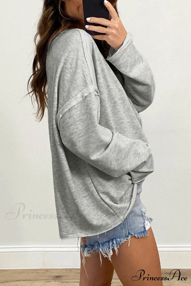 with - Arm Oversized Top Pockets Drop Gray