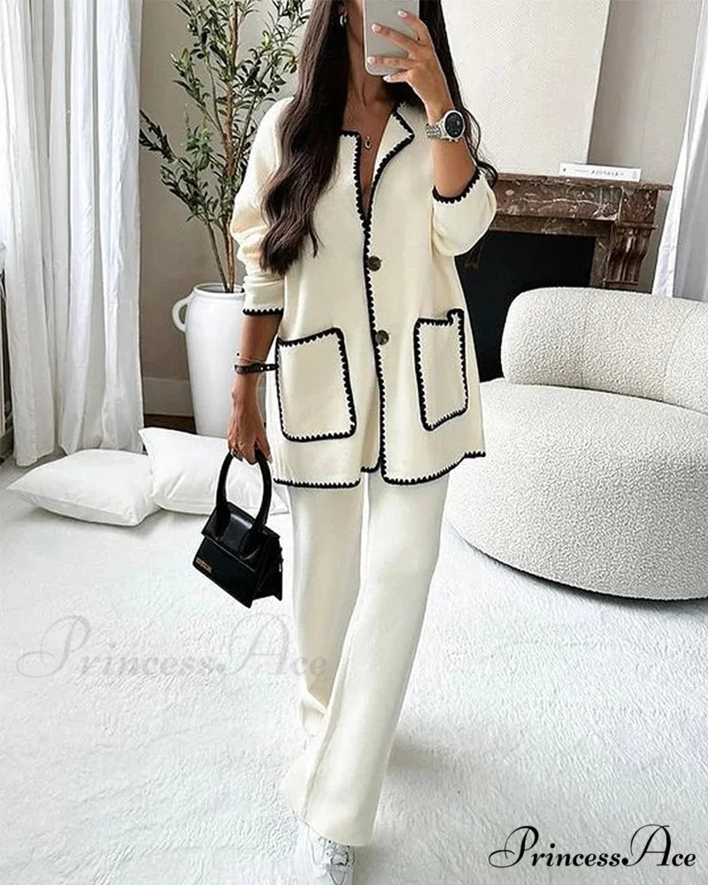 with Cardigan Pockets White / S