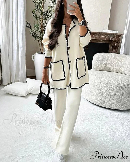 with Cardigan Pockets White / S
