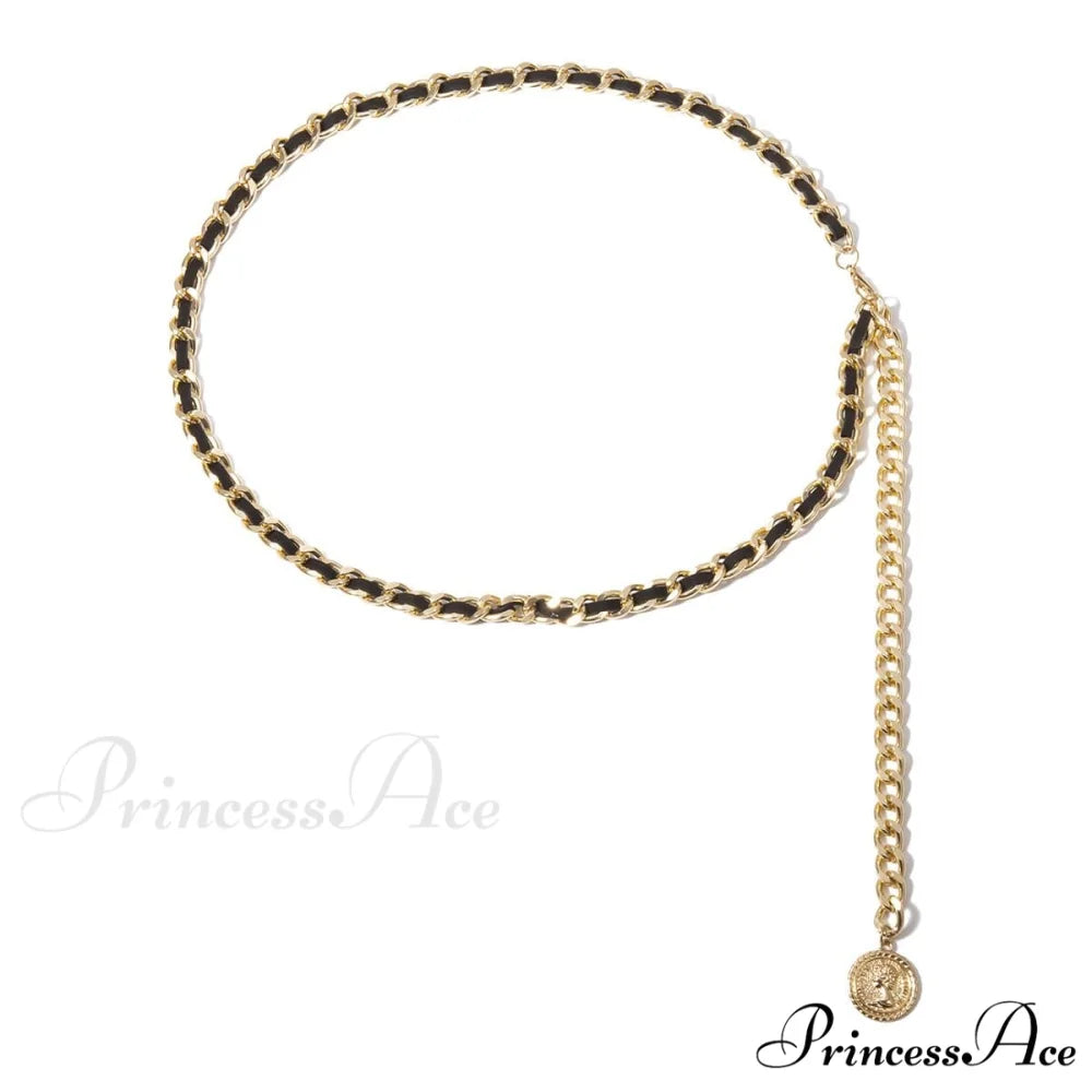 with chain stitch Contrast waist detailing