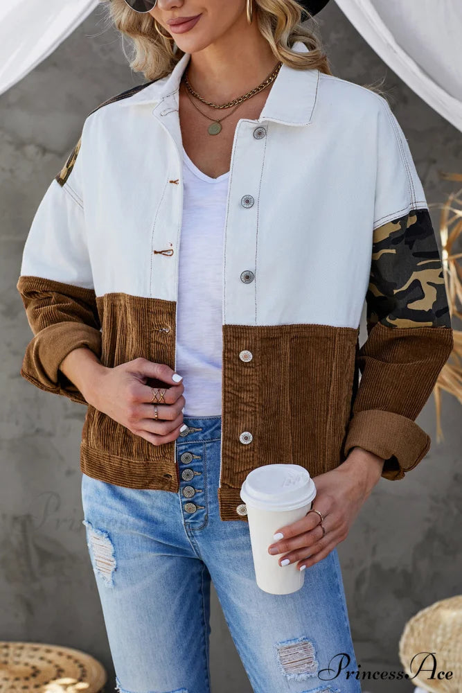 with Corduroy Block Shacket Leopard Color Buttons