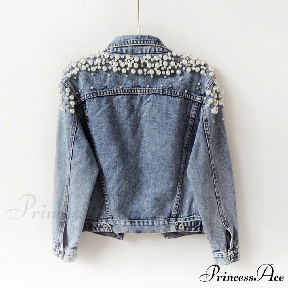 with Detailing New Autumn Women’s Jacket Pearl - Denim Collection
