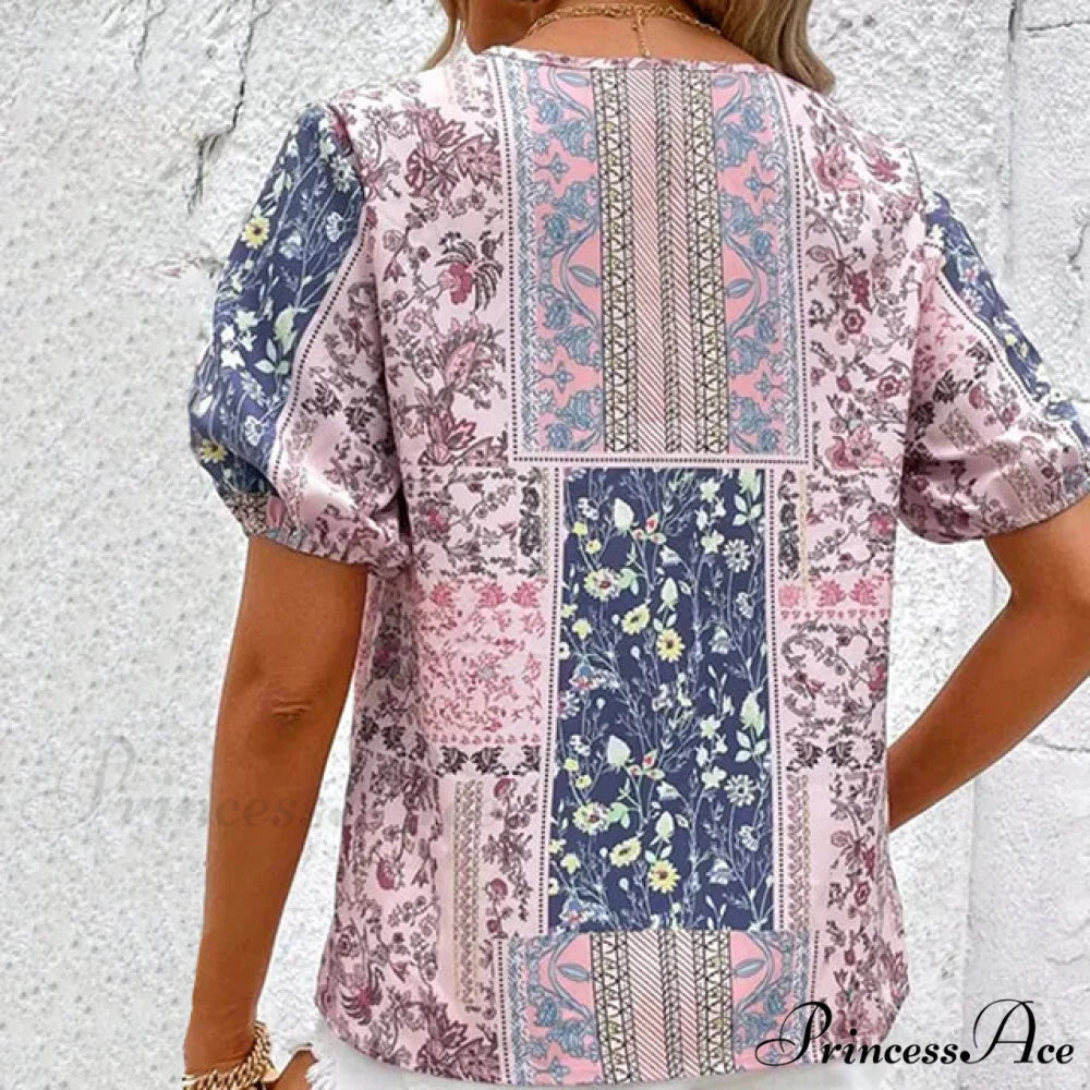 with Ethnic Blouse Flowered Influence