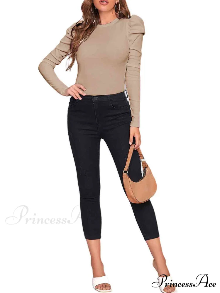 with Leg-Of-Mutton Neck Top Round Sleeves