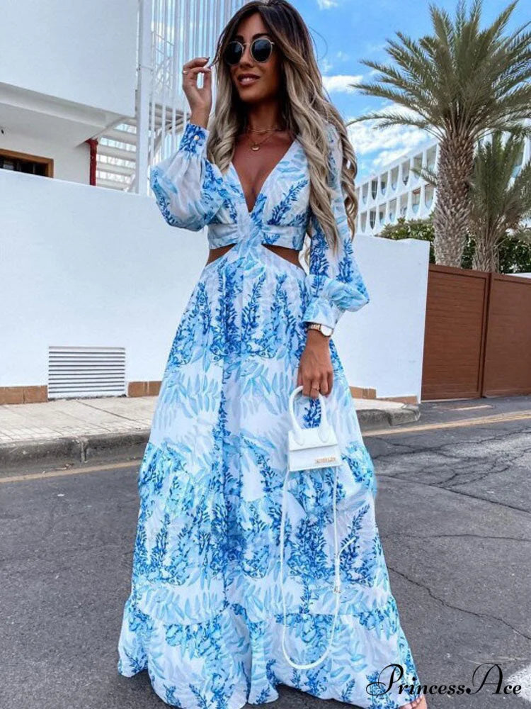 with Long Gown Bachelorette Design V-Neck Flowered Full-Length Sleeves S / Green