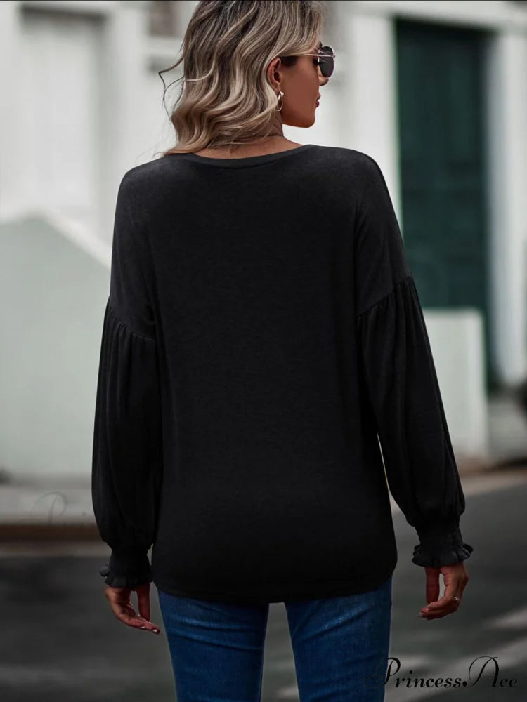 with Neck Dropped Flounce Round Arm and T-Shirt Shoulder