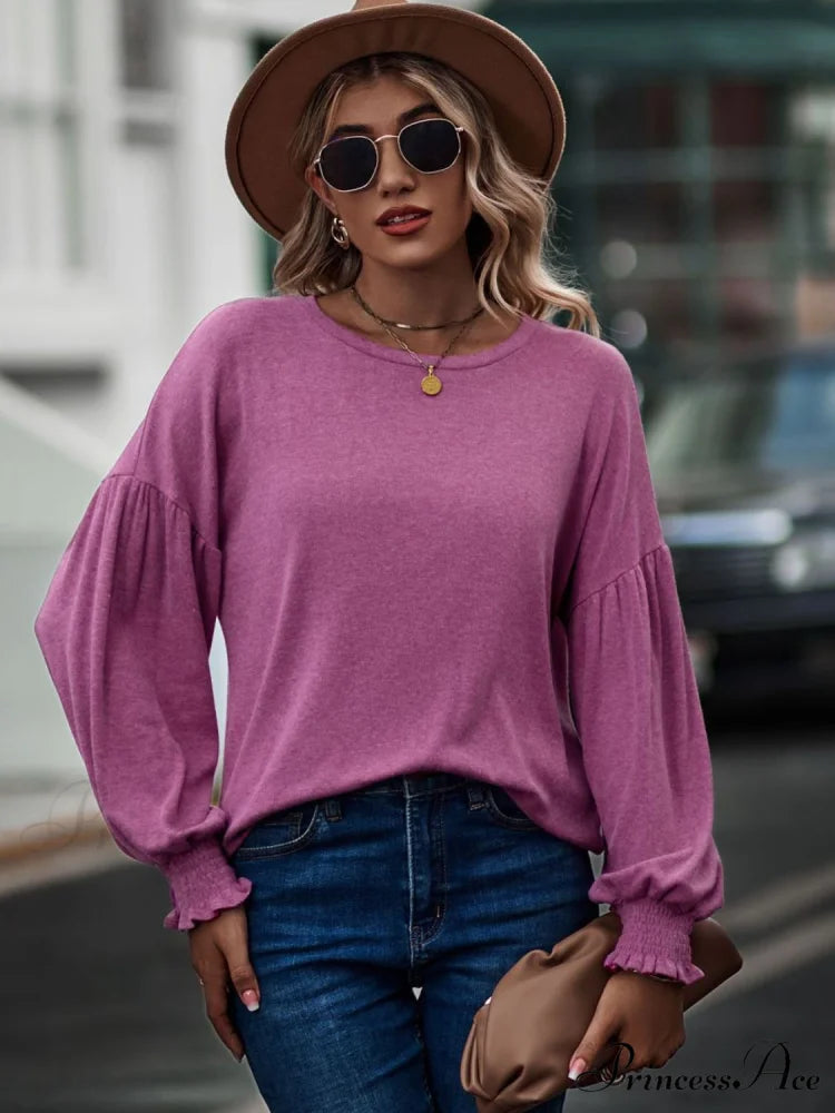 with Neck Dropped Flounce Round Arm and T-Shirt Shoulder Moonlit Mauve / S