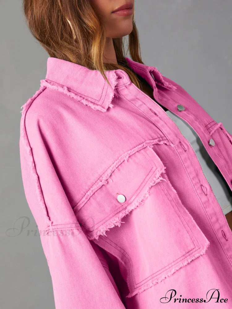 with Raw Jacket Dropped Hem Shoulder