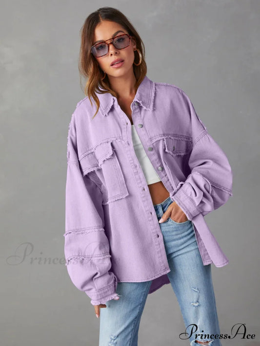 with Raw Jacket Dropped Hem Shoulder Lilac / S