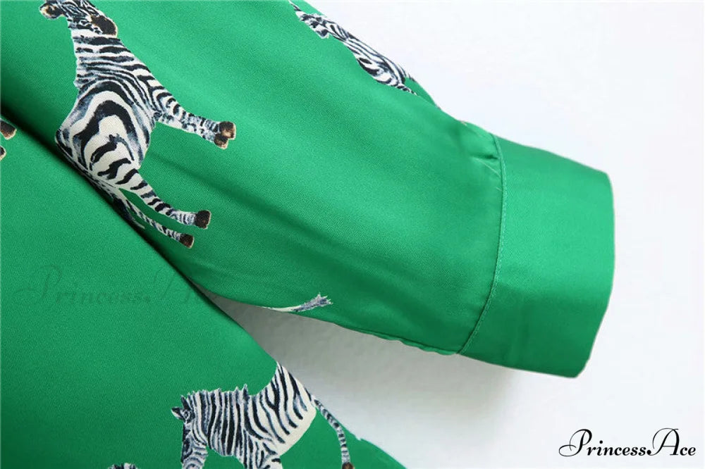 with Satin Blouse Design Arm - Long Women’s Zebra Top