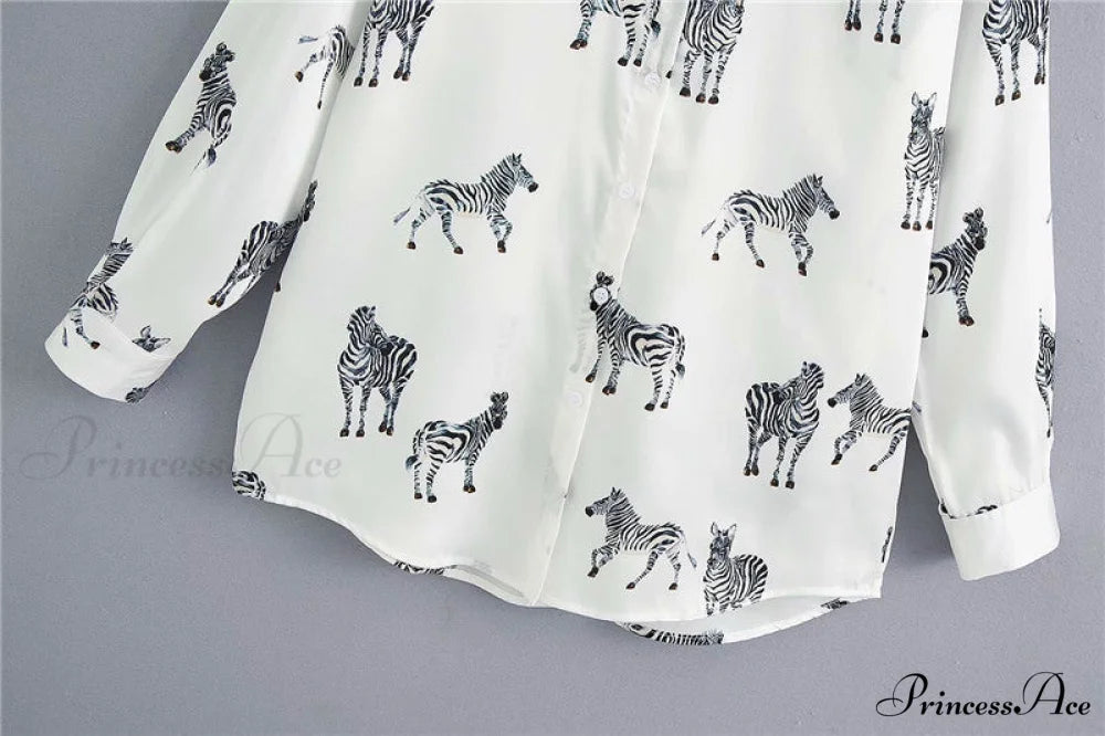 with Satin Blouse Design Arm - Long Women’s Zebra Top