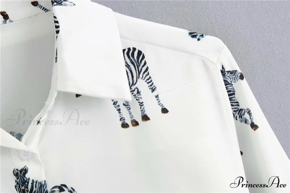 with Satin Blouse Design Arm - Long Women’s Zebra Top