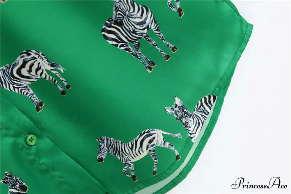 with Satin Blouse Design Arm - Long Women’s Zebra Top